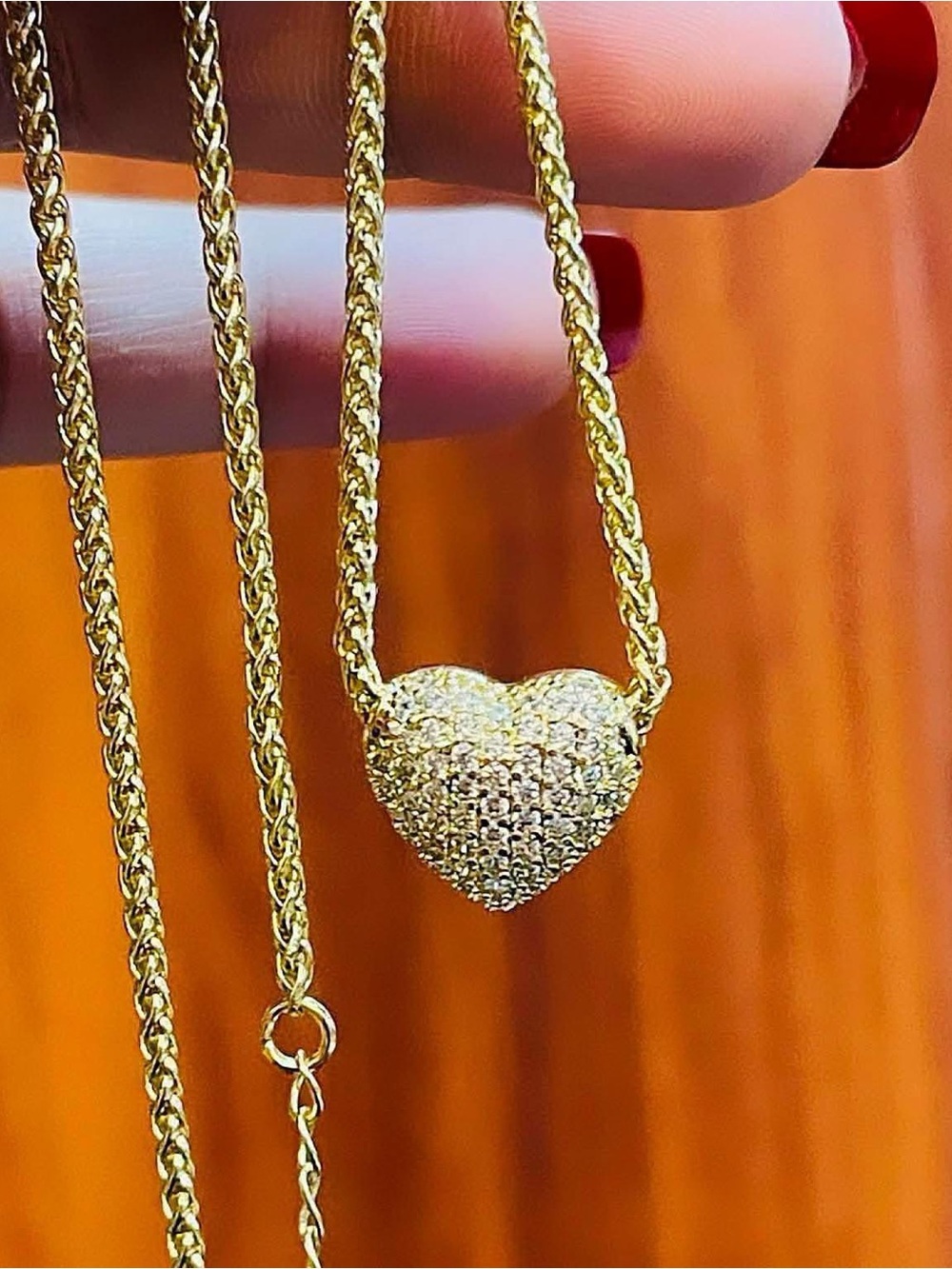 Gold Heart Pavé Pendant Necklace - Shimmering Gold Heart for Women